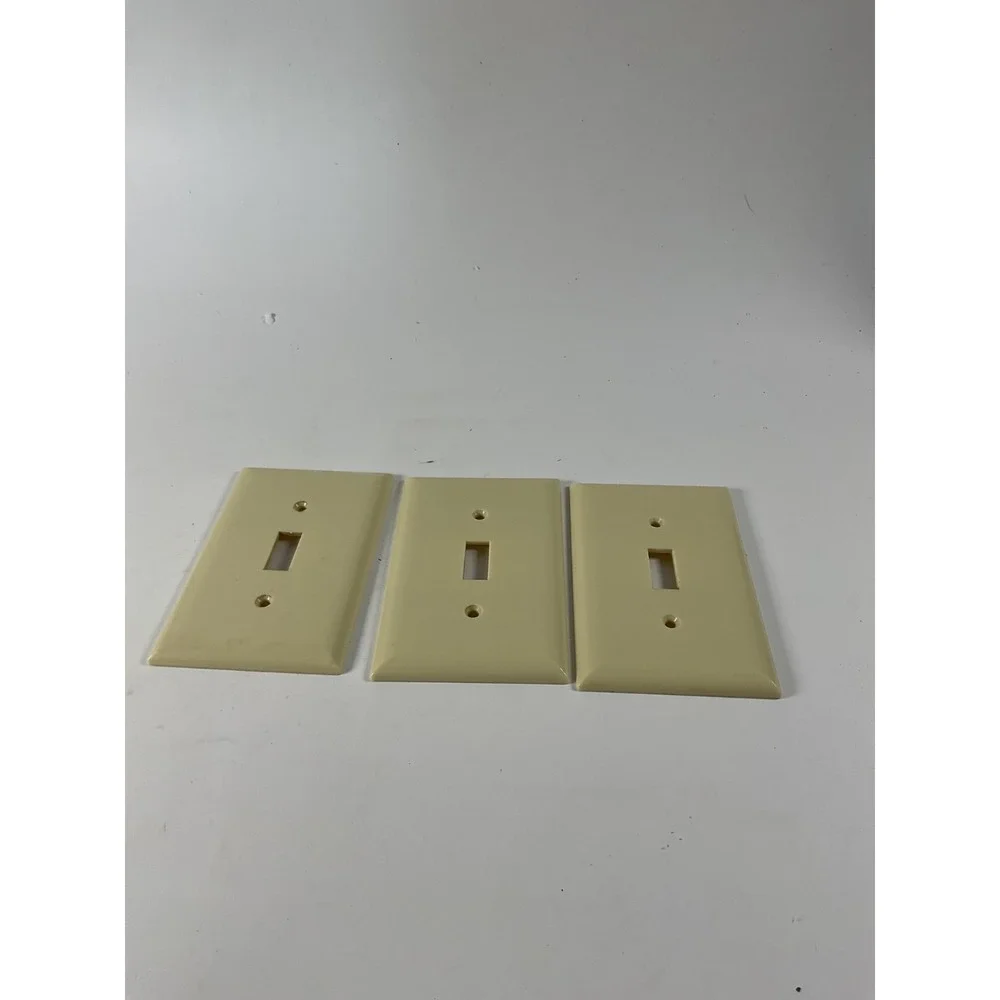 16 LOT Vtg Leviton Light Switch Outlet Cover Plates Plastic Ivory Solid MCM 60s